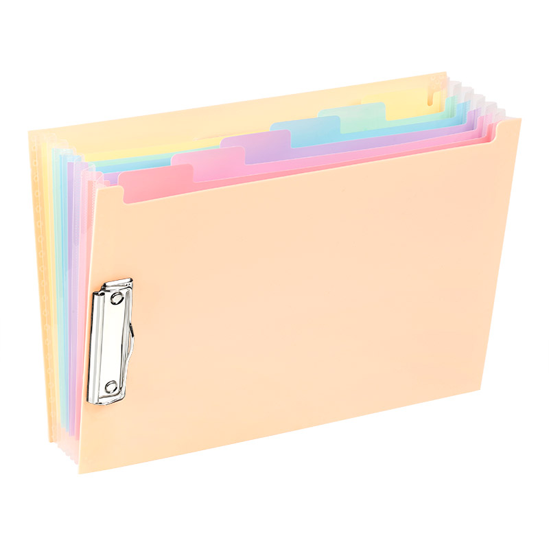 Trieur extensible 6 compartiments avec un porte-bloc « Clip Case » Rainbow Pastel